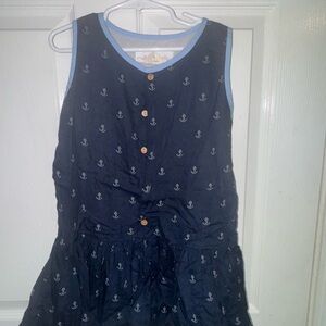 Navy Blue Sleeveless Set with Anchor Pattern